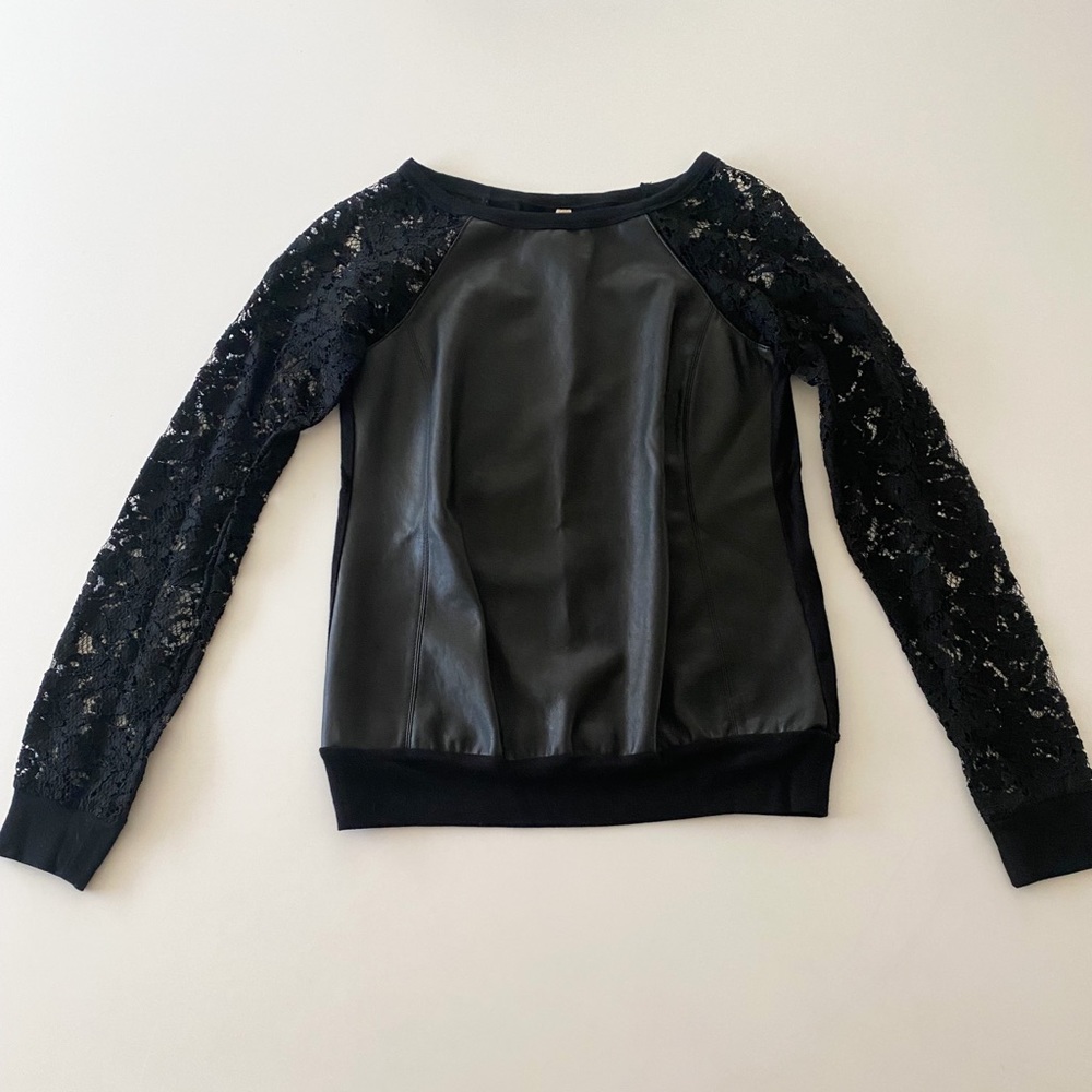Vegan leather black top